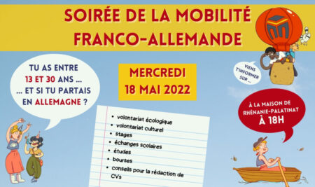 Mercredi 18 mai 2022 à 18h : Soirée de la mobilité à la Maison de Rhénanie-Palatinat à Dijon